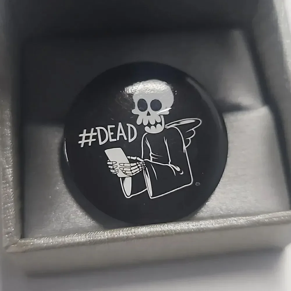 #Dead Grimreaper Skeleton Button Pin Brooch